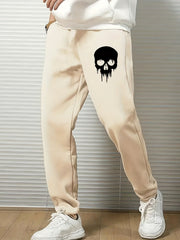 Men s Skull Print Sports Pants Drawstring Jogging Trousers