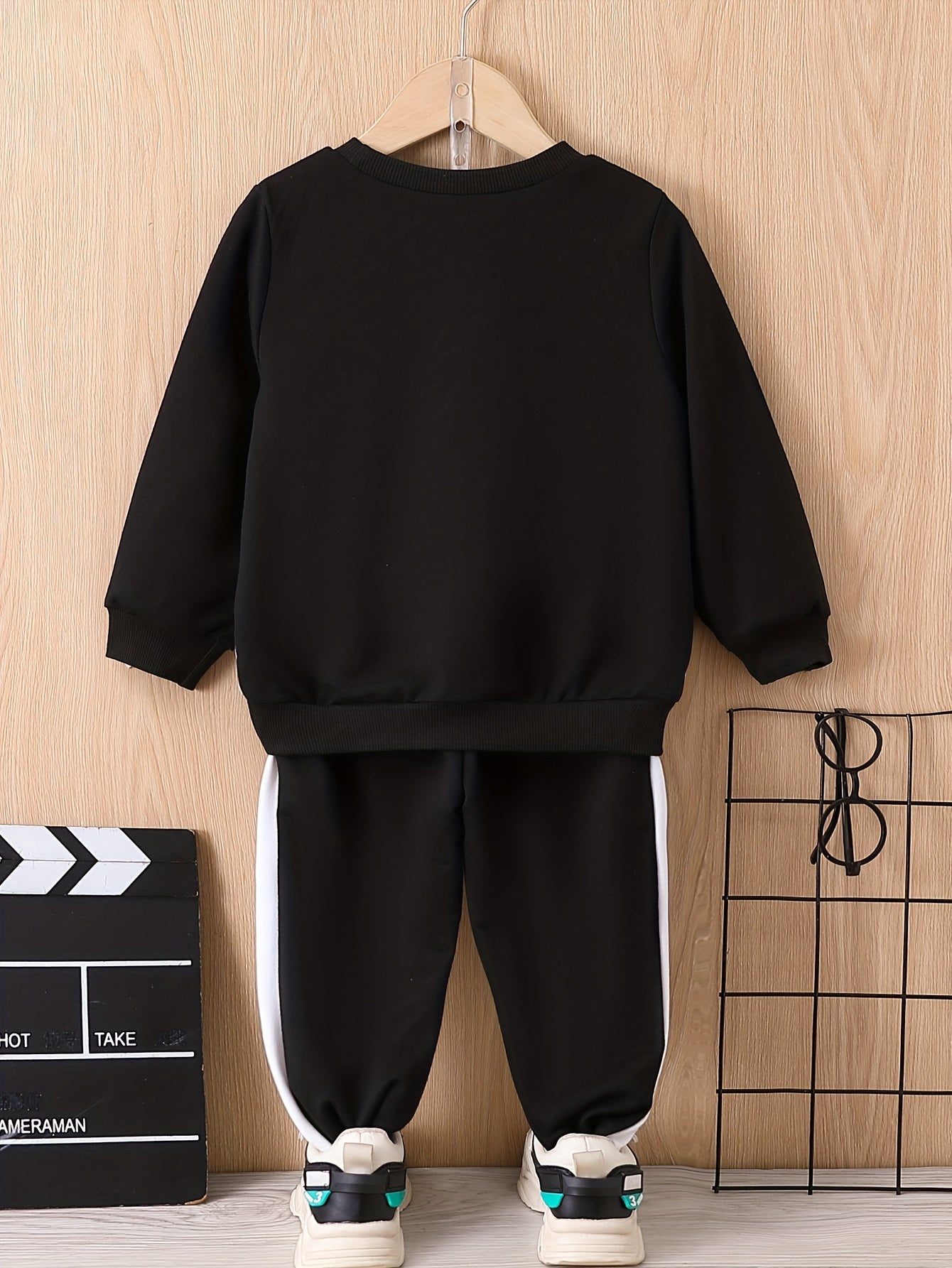 Boy's 2pcs Sweatshirt & Sweatpants Set Block Top Casual Outfits Kids