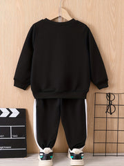 Boy's 2pcs Sweatshirt & Sweatpants Set Block Top Casual Outfits Kids