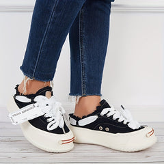 Women's Canvas Lace-Up Walking Shoes Outdoor Sneakers