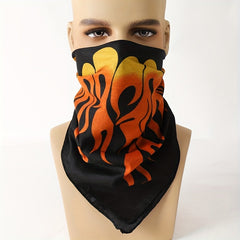 Men's Flame Print Outdoor Square Scarf For Party