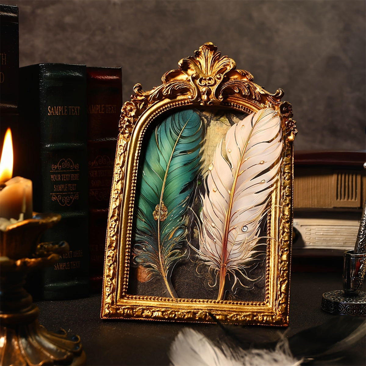 5pcs PET Hot Stamping Angel Feather Stickers Retro Feather Journal Collage