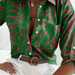 Graffiti Print Long Sleeve Button Up Shirt