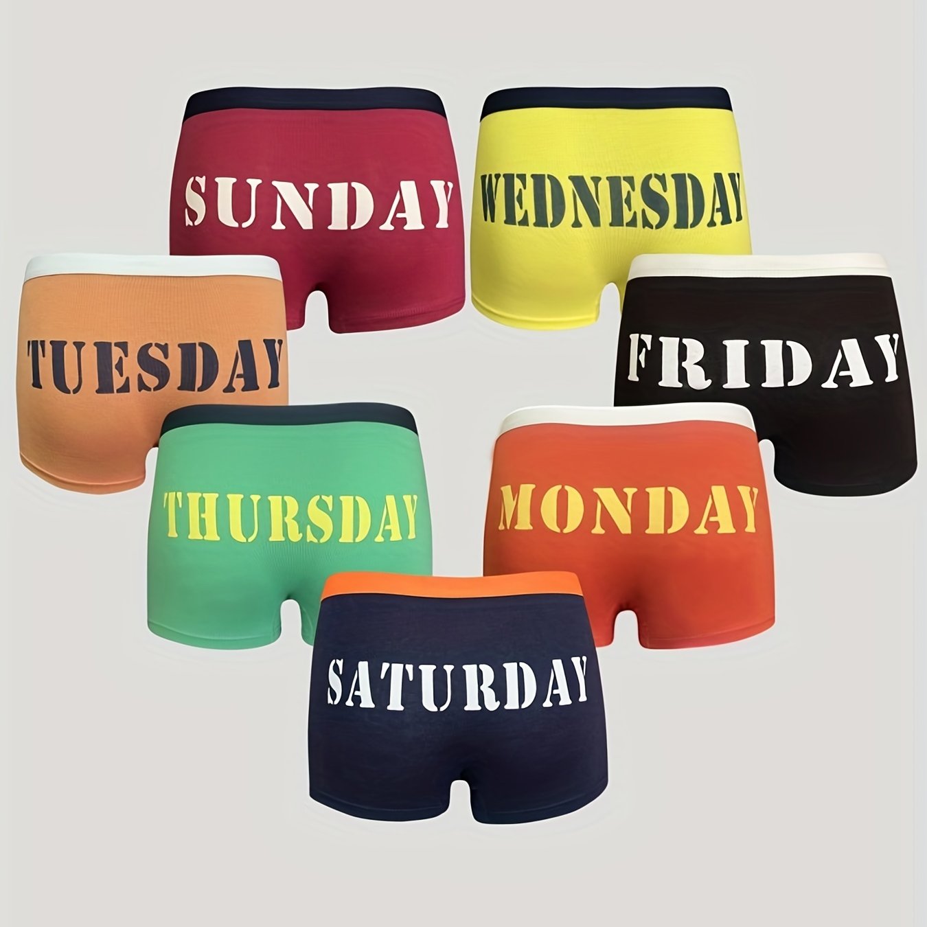 7 Pcs Boy's Boxer Briefs SUNDAY TO SATURDAY Print