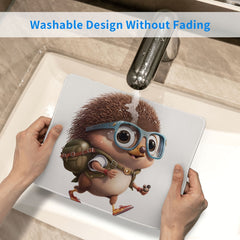 Small Hedgehog Pattern Square 20x24cm Mouse Pad Non-slip Rubber Lock Edge