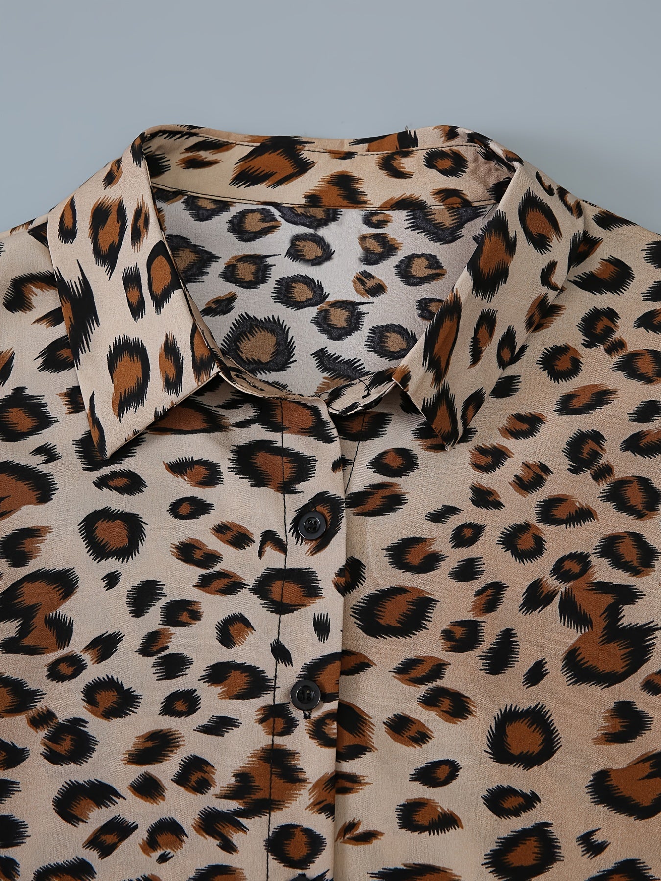 Leopard Print Long Sleeve Shirt Plus Size