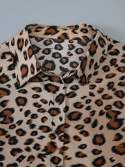Leopard Print Long Sleeve Shirt Plus Size