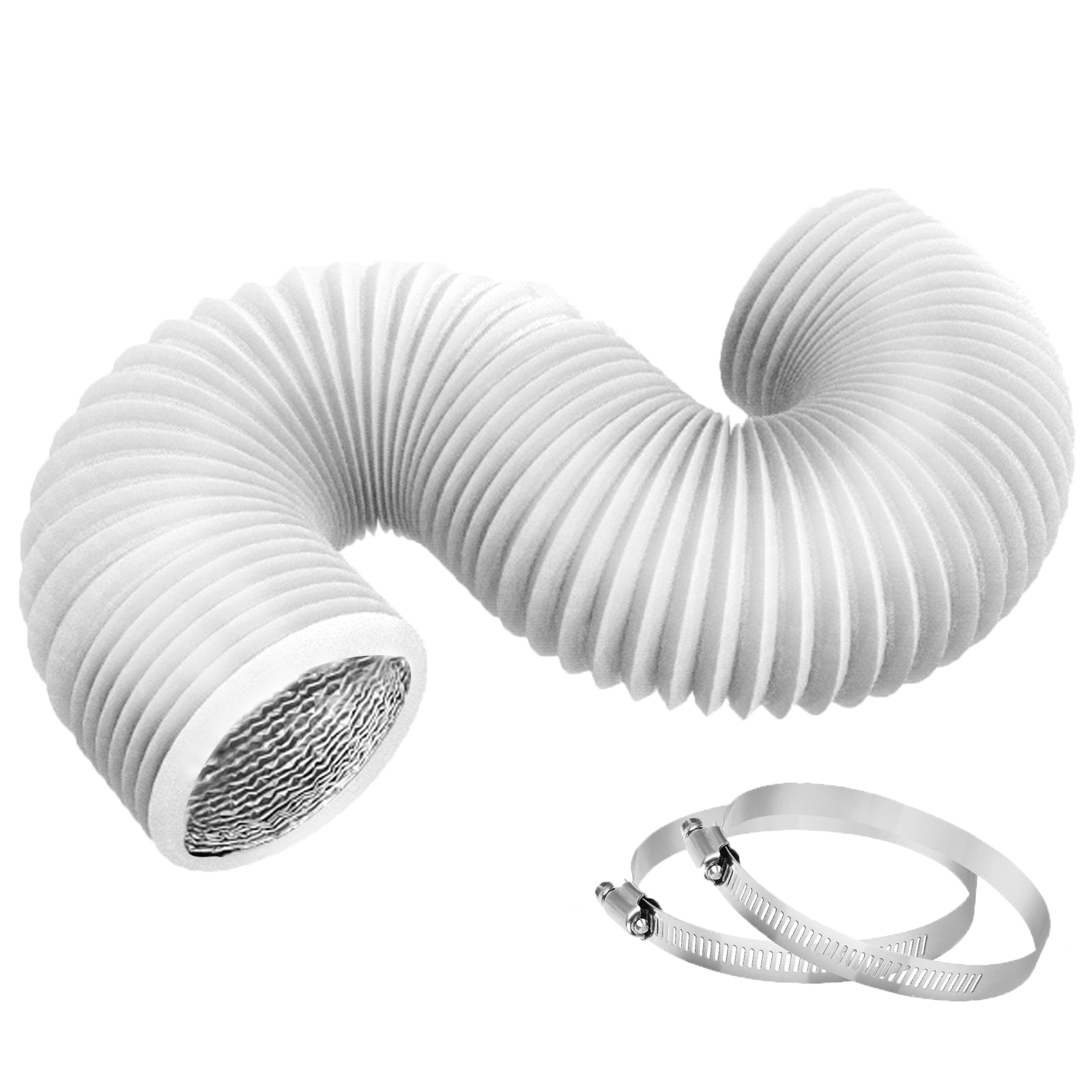 Flexible Insulated Dryer Vent Hose 4 Inch 8ft with Clamps