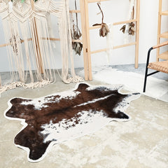 Cozy Brown Cow Fur Floor Mat 47x59inch Animal Pattern Carpet Bedroom Living Room