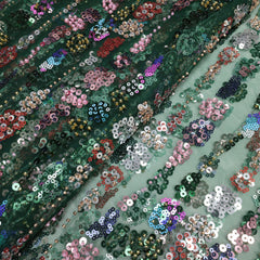 European Sequins Beaded Dress Lace Pearls Embroidery Tulle Lace