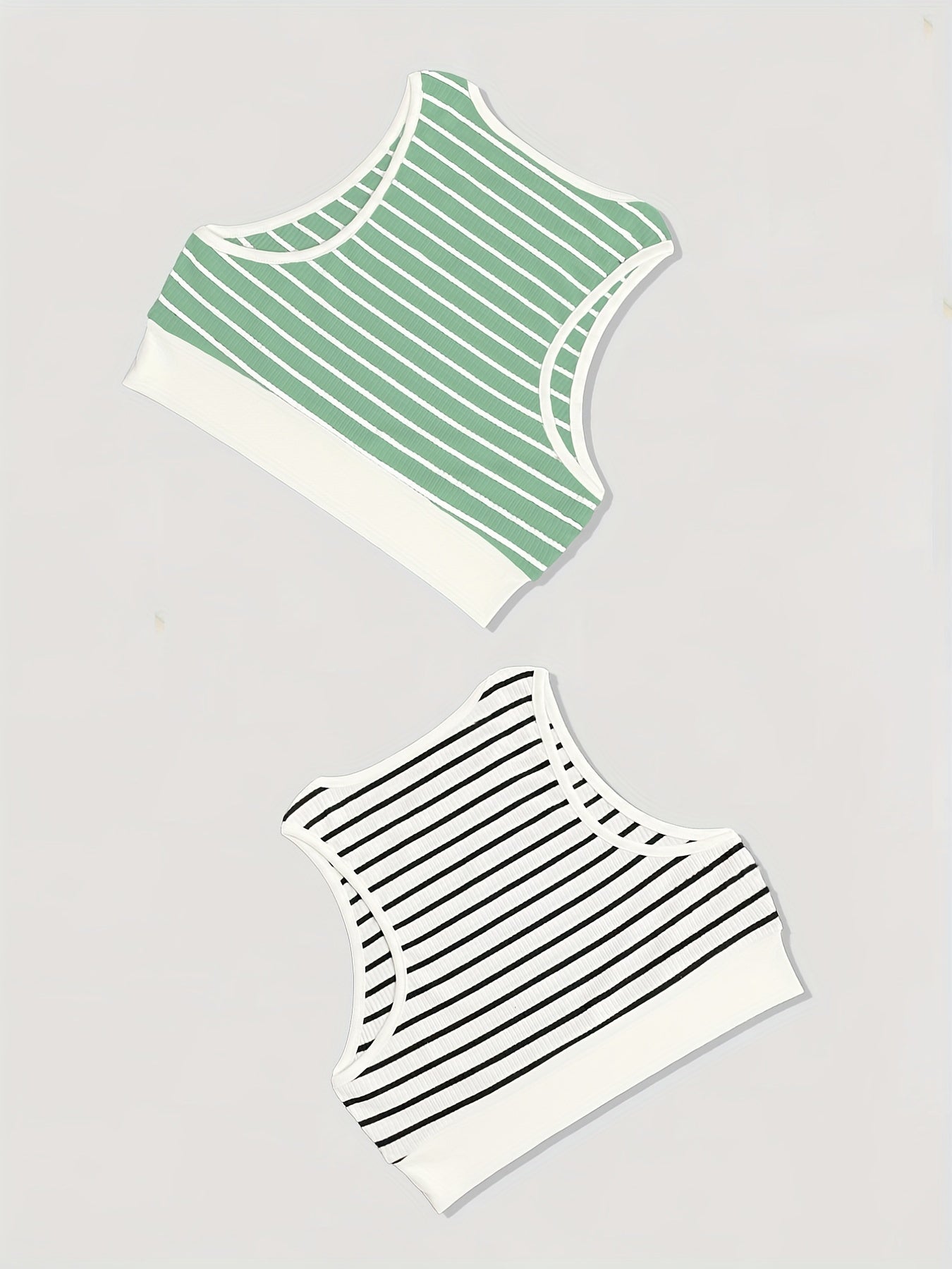 Striped Print Tank Top 2 Pack Crew Neck Sleeveless Summer Top