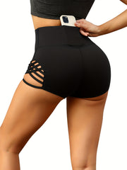 Criss Cross Hollow Out Sports Shorts High Waist Running Yoga Sexy Casual