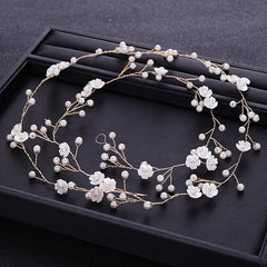 Faux Pearl Flower Head Piece Bridal Headband