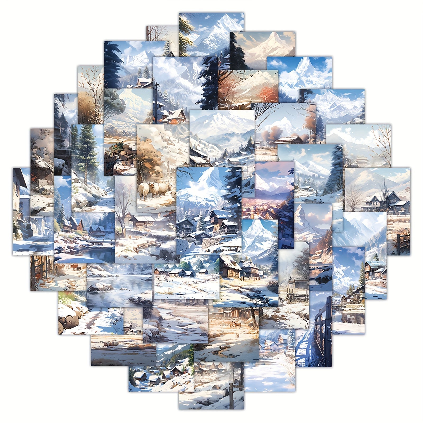 60pcs Winter Scenery Stickers for Water Bottles Laptops Phones