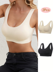 2pcs Seamless Wireless Bras Comfy & Stretch Intimates