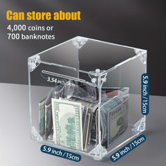 DIY Acrylic Piggy Bank for Adults Clear Real Money Birthday Gift