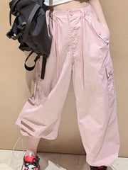 Girls' Cargo Jogger Trousers with Drawstring Waist