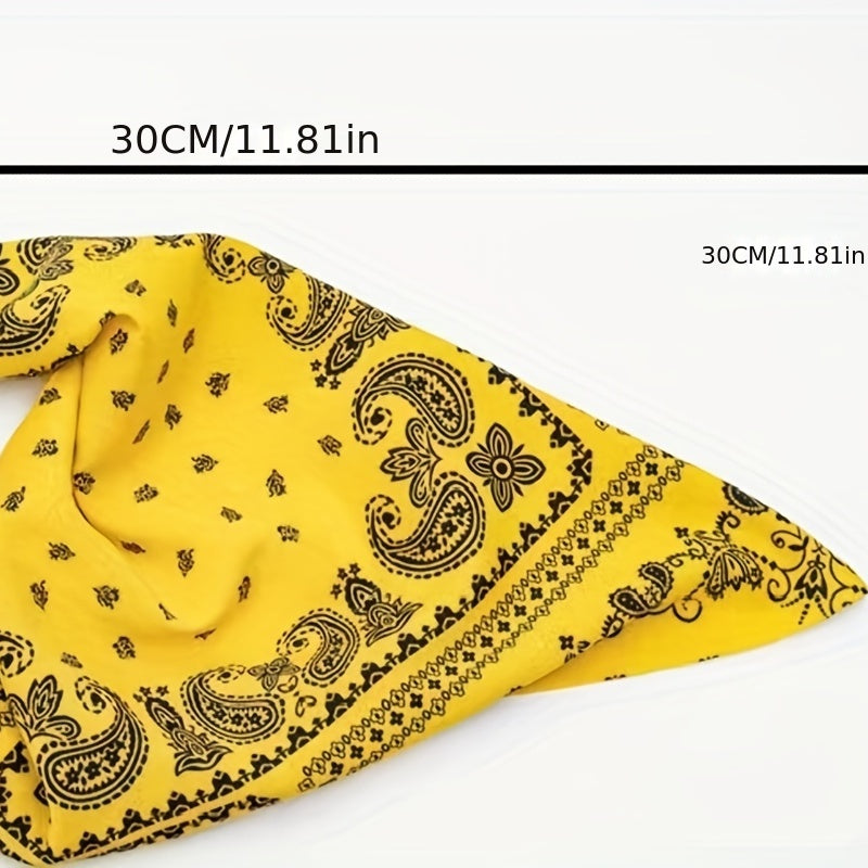 Paisley Print Bandana Candy Elastic Triangle Headscarf Hijab Turban Cap