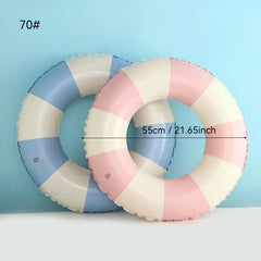 2pcs Durable Pink & Retro Striped Swim Rings Extra Thick Pool Floats