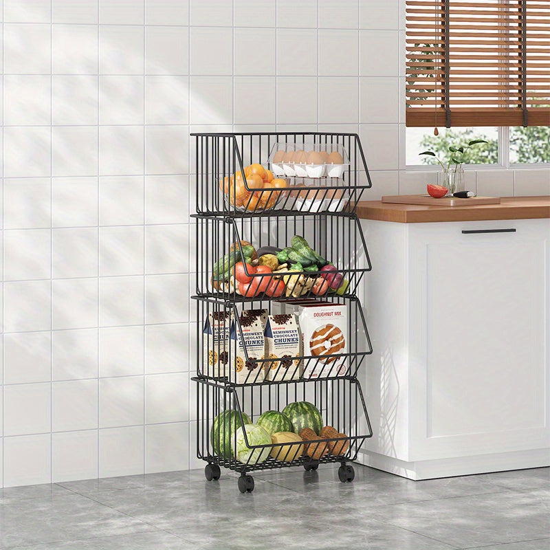 Kitchen Storage Basket Vegetable Fruit Removable Drain Functional Storage