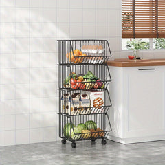 Kitchen Storage Basket Vegetable Fruit Removable Drain Functional Storage
