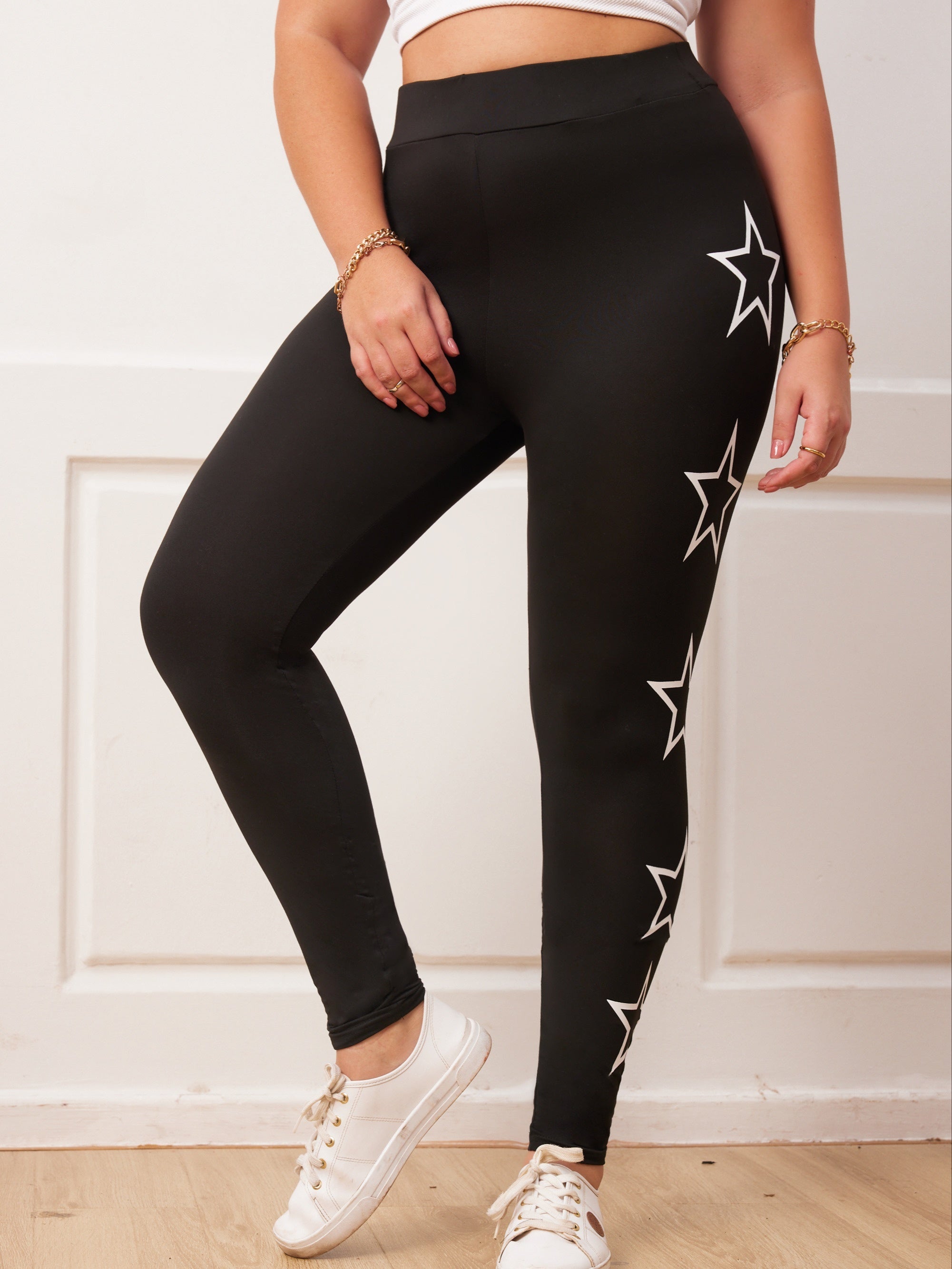 Women's Star Print High Rise Skinny Leggings