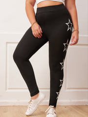 Women's Star Print High Rise Skinny Leggings