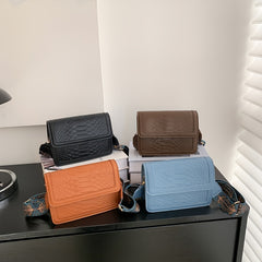 Textured Flap Square Bag Women's Casual Shoulder Bag
