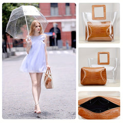 2pcs Transparent Tote Bag Set Crocodile Pattern Handle