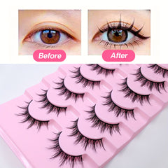 7 Pairs Faux Mink Hair False Eyelashes for Anime Cosplay Natural Look Reusable