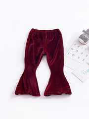 Baby Girls Velvet Trousers Flare Leg Pants Kids Clothes