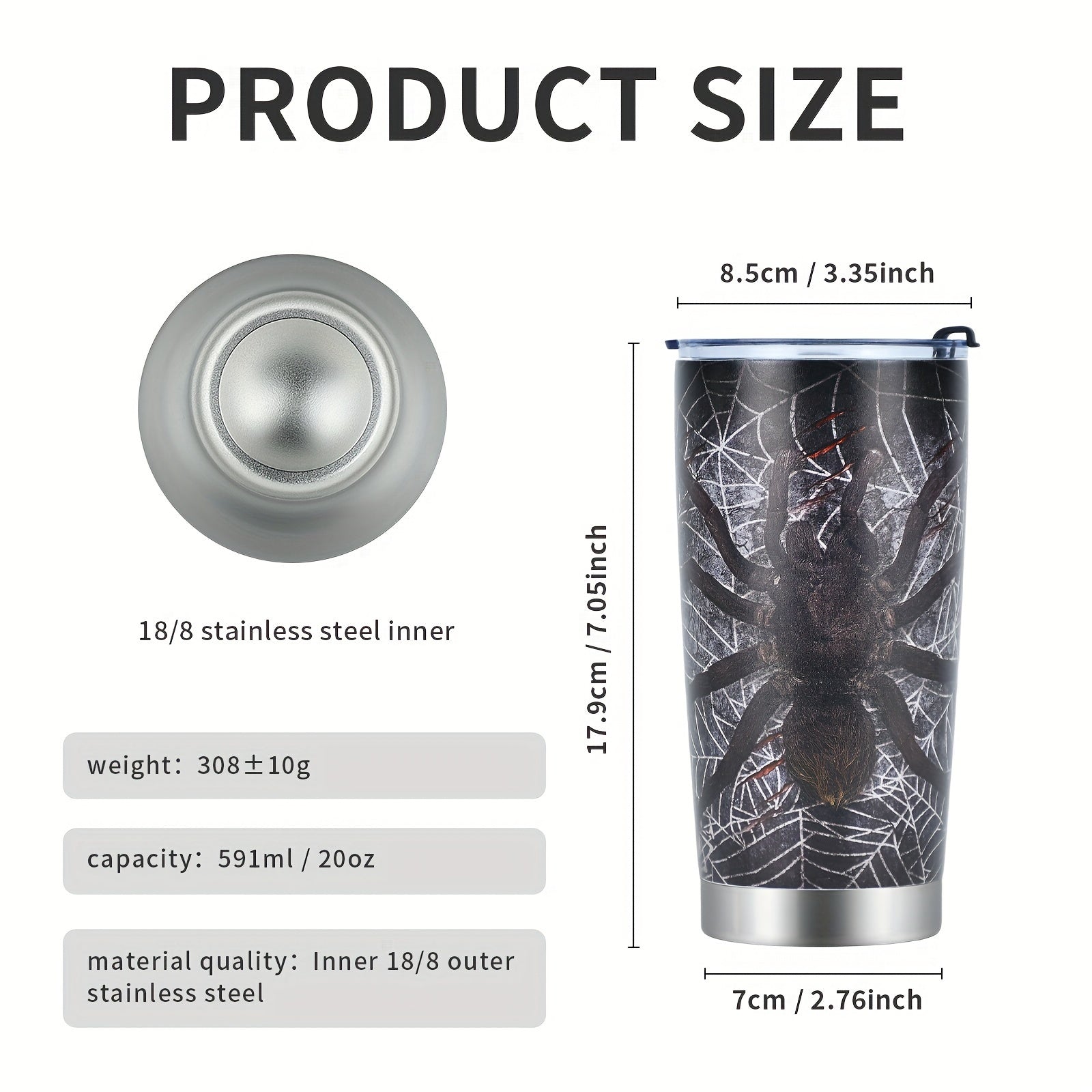 20oz Spider Pattern Stainless Steel Tumbler Cup