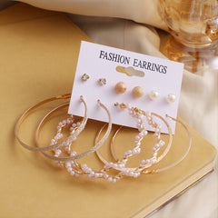 Vintage Rhinestone Stud Earrings Set for Women