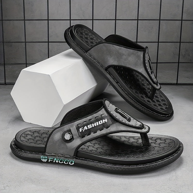 Men's Slip On Flip Flops with Stitched Detail