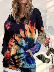 Tie Dye Long Sleeve Hoodie with Pockets