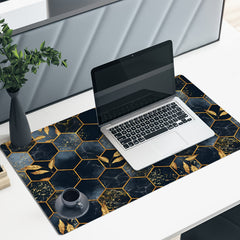Non slip PU Leather Mouse Pad Desk Mat Three Dimensional Golden Mousepad