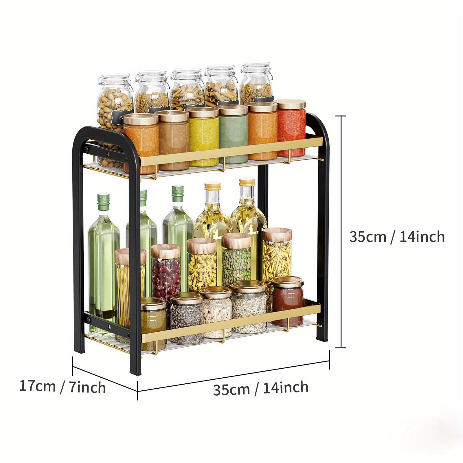 2 Tier Spice Rack Organizer for Cabinet and Countertop