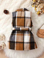 Toddler Baby Girls Knit Tops Plaid Flannel Dress Coat
