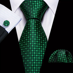 Barry Wang Classic Striped Tie For Men Silk Necktie Pocket Square Cufflinks Set