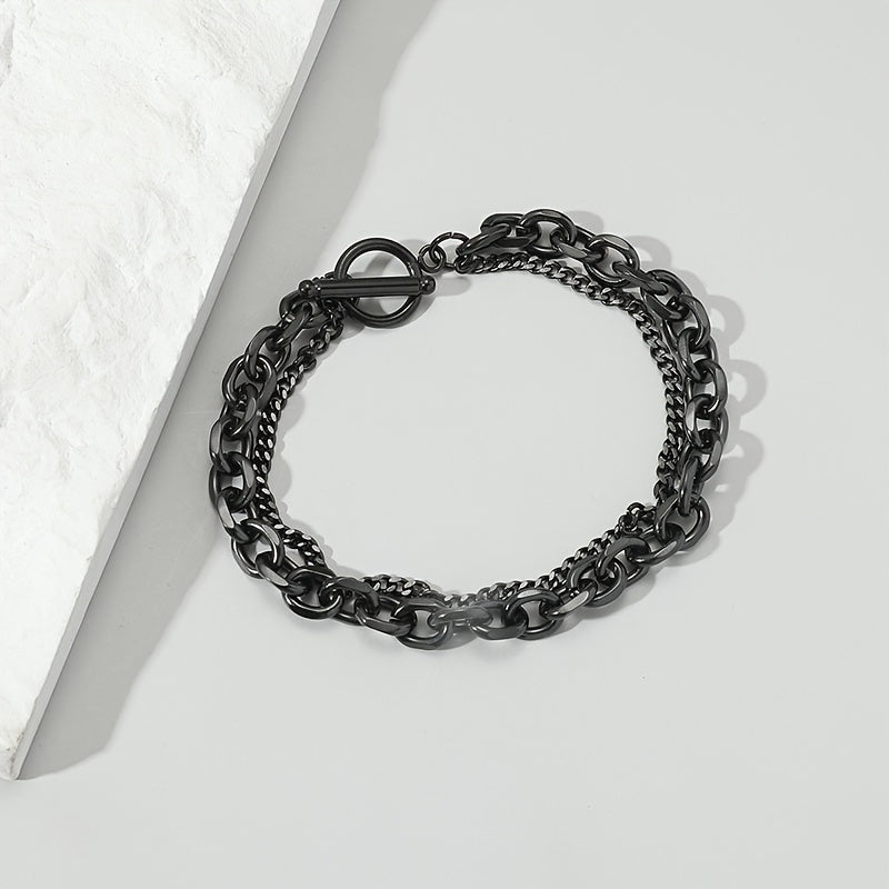 Men's Hip Hop Double Layer Chain Bracelet