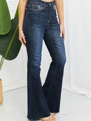 Flared Leg Jeans Medium Wash Button Fly