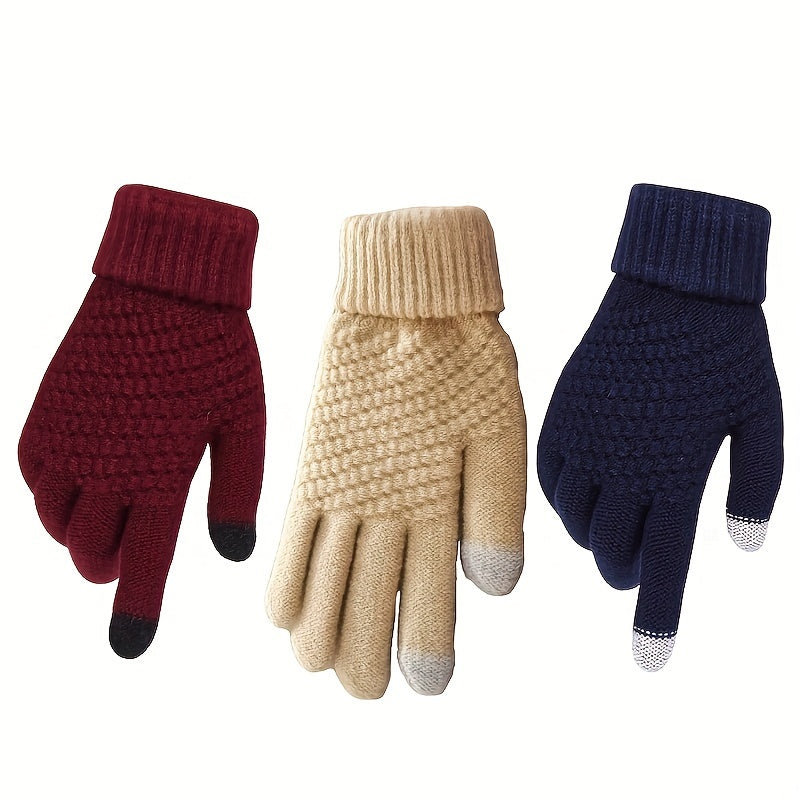 Knitted Warm Couple Gloves Plush Short Gloves