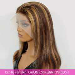 Honey Blonde Straight 13x4 Lace Front Wigs - Human Hair Bob Wigs