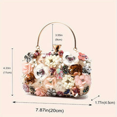 Small Rhinestone Clutch Bag Mini Flower Evening Bag for Women's Party