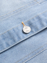 Denim Jacket, Button Up Lapel Collar, Flap Pockets