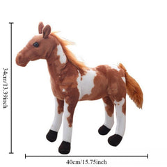 Realistic Cartoon Horse Plush Toy Soft Brown Stuffed Animal Mane Tail