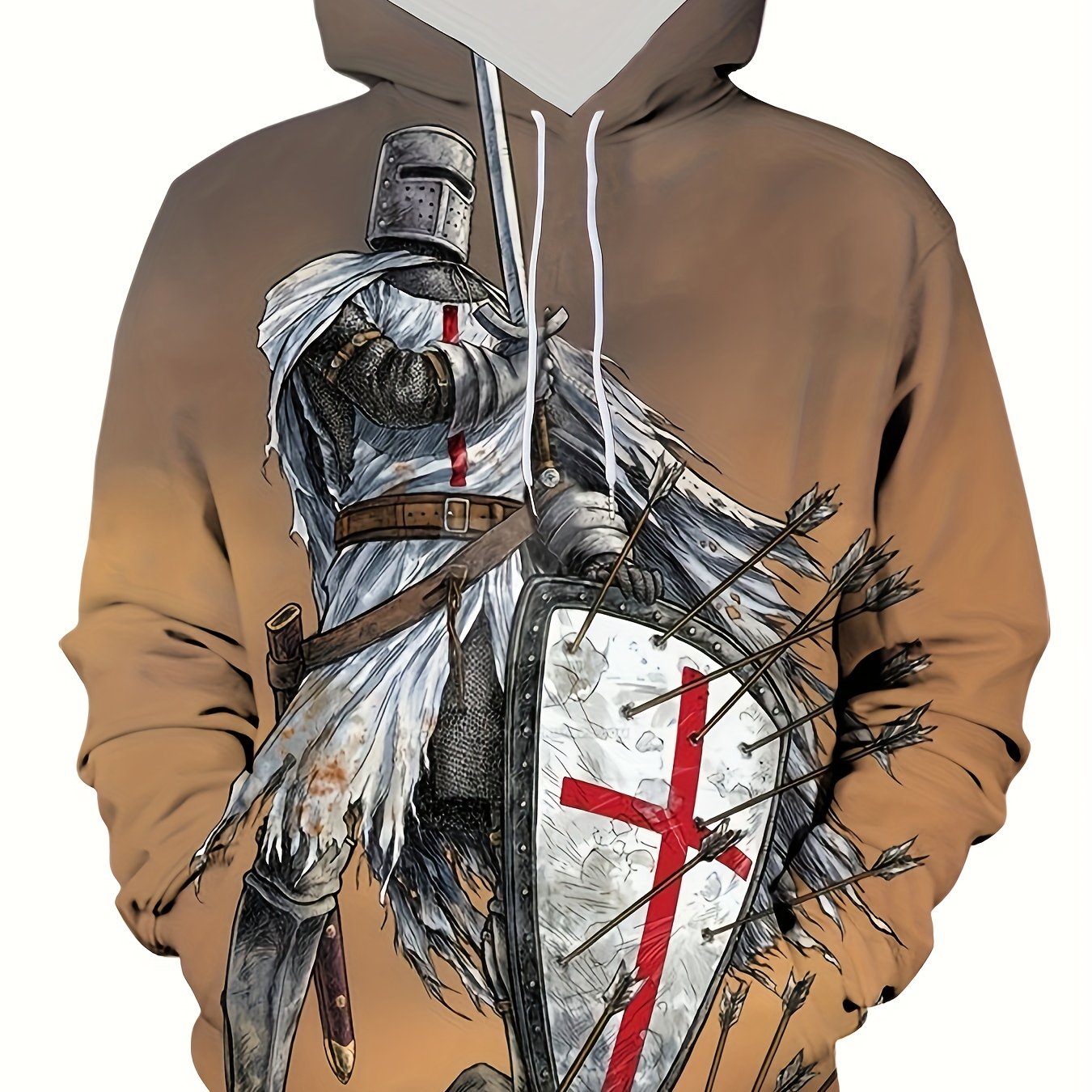 Men's Soldier 3D Print Hoodie Kangaroo Pocket Loose Pullover