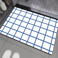 Plaid Pattern Bath Rug Soft Absorbent Non-slip Bath Mat Diatom Mud Material