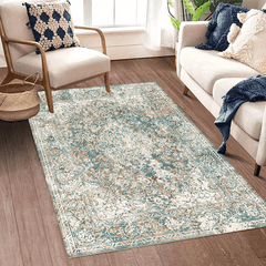 Boho Distressed Persian Area Rug Soft Washable Durable Carpet for Home Decor