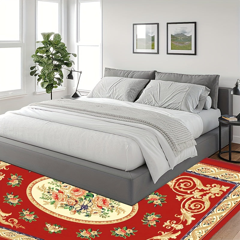 1pc Boho Anti Fatigue Kitchen Rugs Red Vintage Absorbent Non Slip Rugs